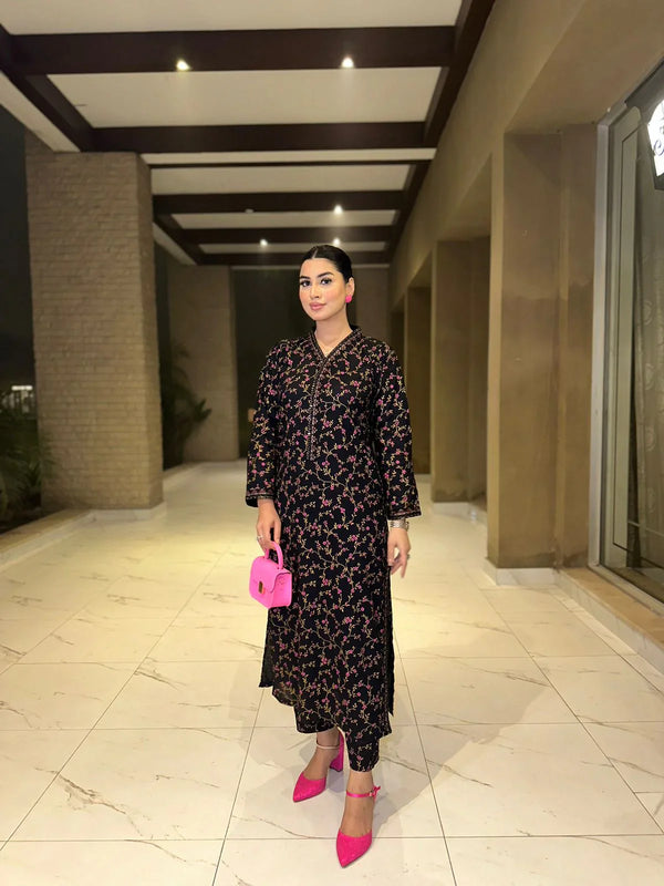 Black Rose Printed Stitched 2pc