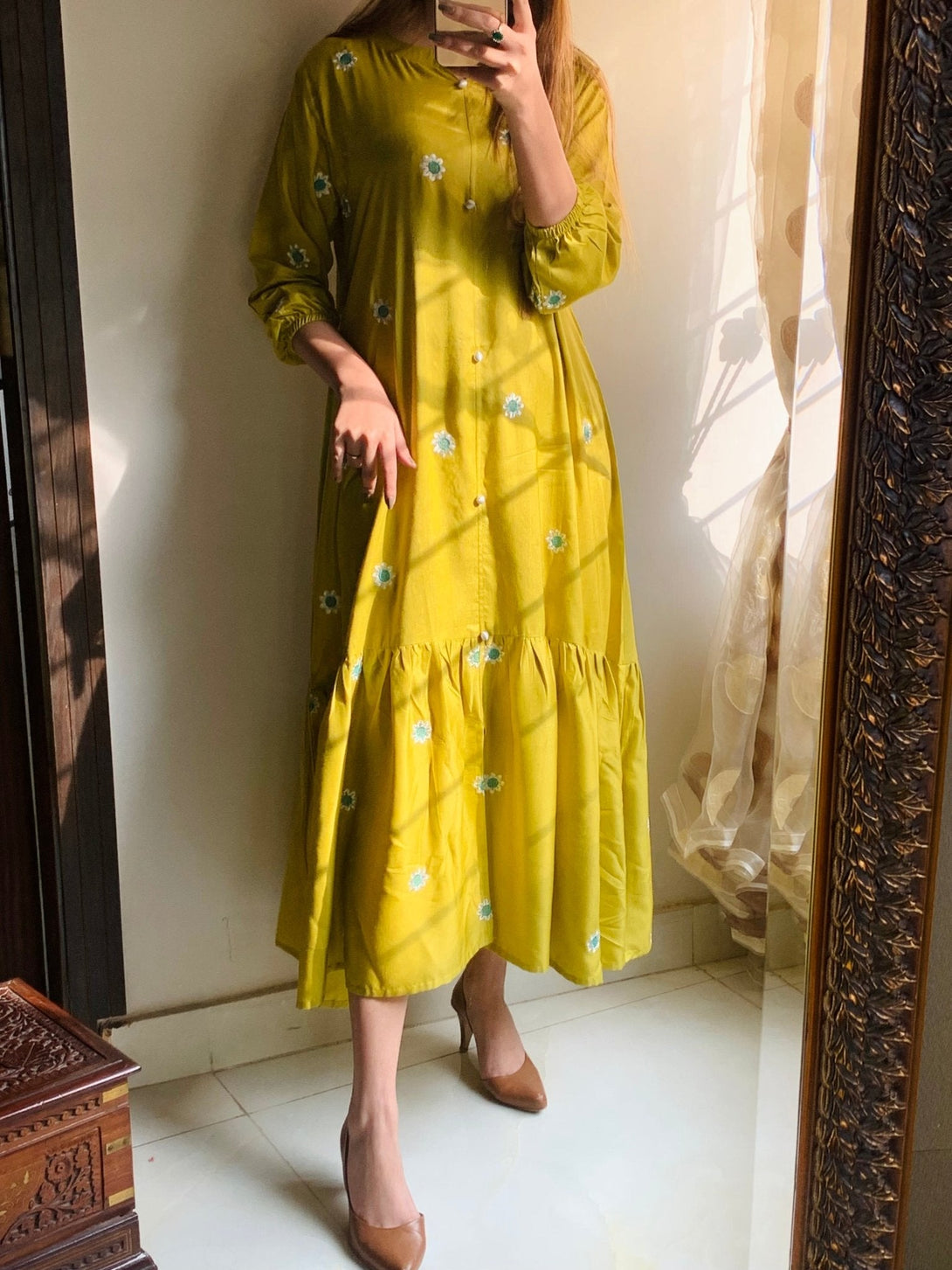 Frock Flora Embroided Winter - Sajfi Closet